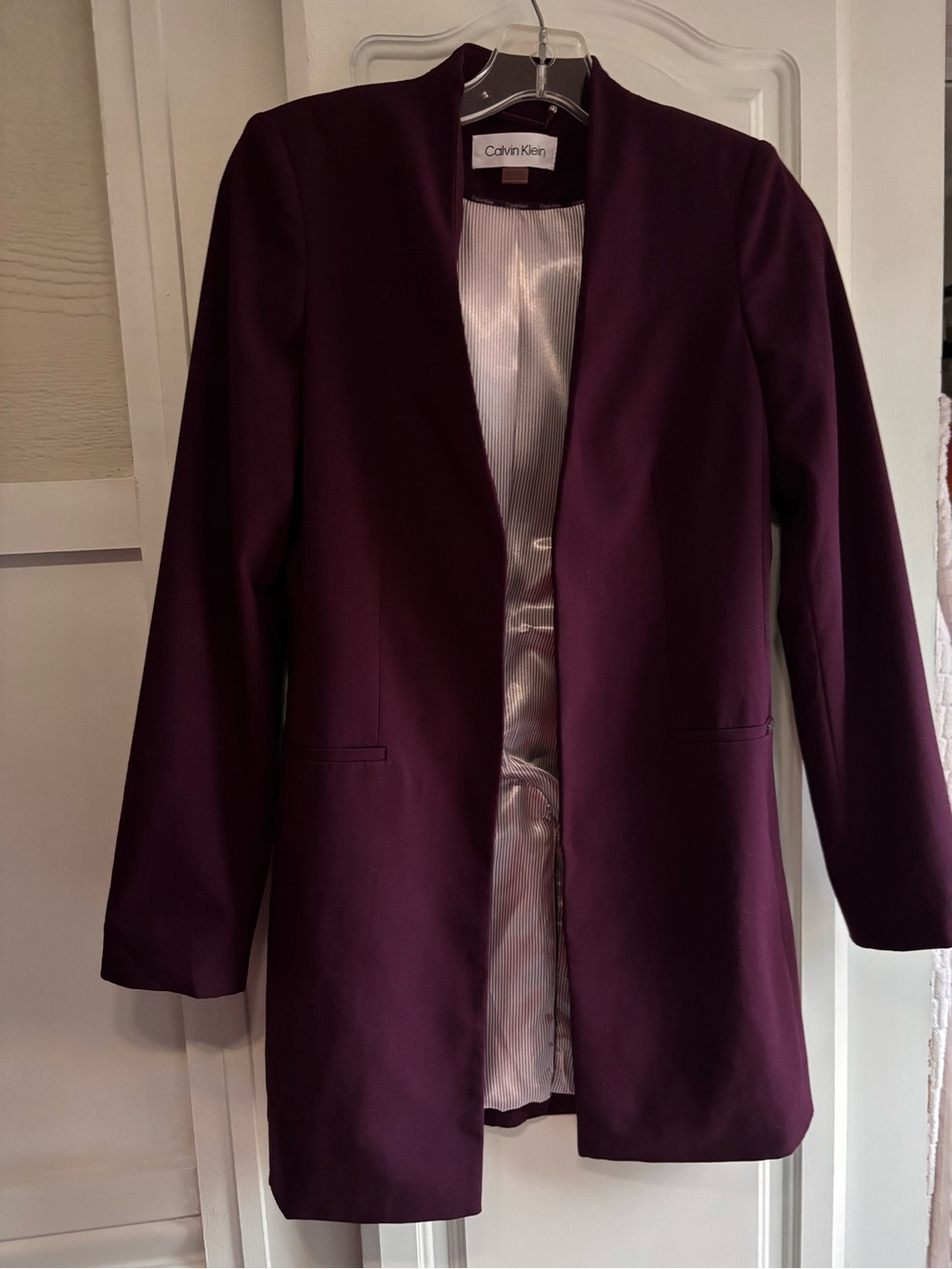 Calvin Klein Women's Plum Collarless Open Blazer